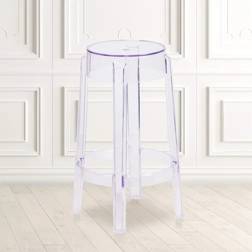 Vista 2 de Flash Furniture Taburete Laney de altura de mostrador transparente de 25.75 pulgadas