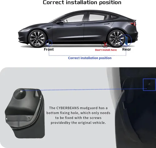 Vista 5 de 4 guardabarros para Tesla Modelo 3 Highland Accesorios 2024 2025 Flaps Flexible Barro Flaps Protectores de salpicaduras para todo tipo de clima