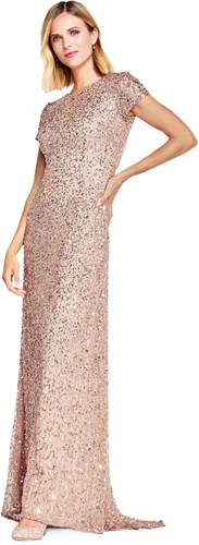 Vista 12 de Adrianna Papell Vestido de noche de mangas cortas con lentejuelas para mujer Rubor