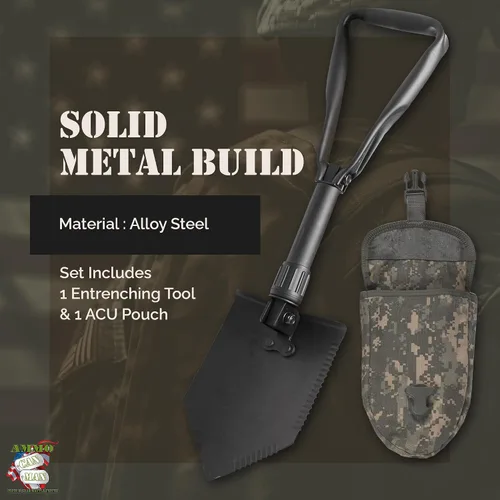 Vista 5 de USGI Pala de enganche de herramientas electrónicas de EE.UU. con ACU o multicam de transporte Multipurpose Collapsible Shovel – Versatile Survival