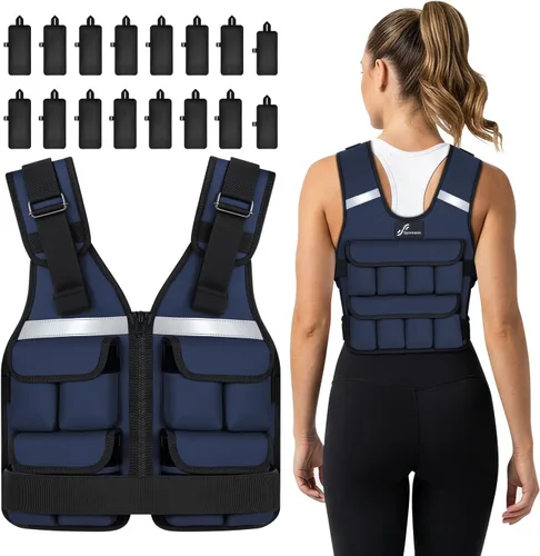 Vista 18 de Sportneer Chaleco con Peso Ajustable Pesos: 2-18 lbs/2-40 lbs Chaleco de Peso Lavable para Caminar 16 en 1 Chaleco de Ajuste Rápido para Rucking