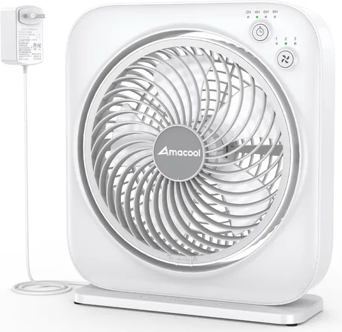 Vista 8 de AMACOOL Ventilador de mesa, ventilador de caja de 12 pulgadas con 3 velocidades ajustables y temporizador de 8 horas, circulador de aire silencioso