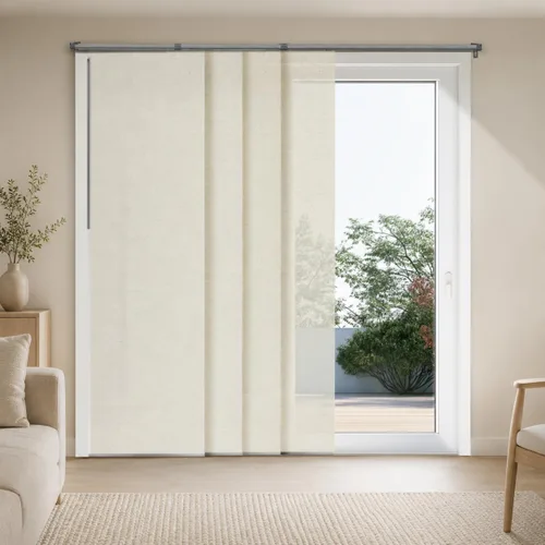 Vista 9 de CHICOLOGY Elegantes Persianas Verticales Transparentes Blancas para el Hogar, Ventanas Interiores Grandes, Puerta Corrediza, Patio (78" An x 84" Al)