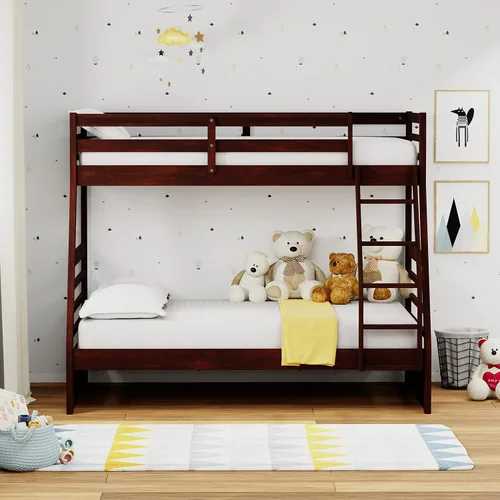 Vista 3 de Glenwillow Home Litera Plana de madera maciza individual sobre cama matrimonial, color espresso