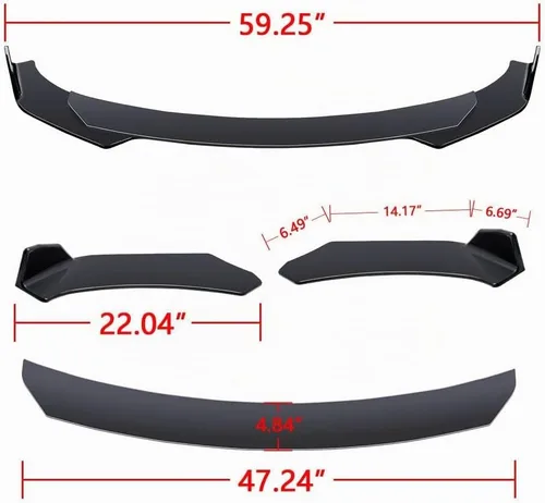 Vista 7 de x xotic tech Labio Universal para Parachoques Delantero Alerón de Barbilla Divisor Difusor Protector de Ala Moldura Kit de Carrocería de Coche
