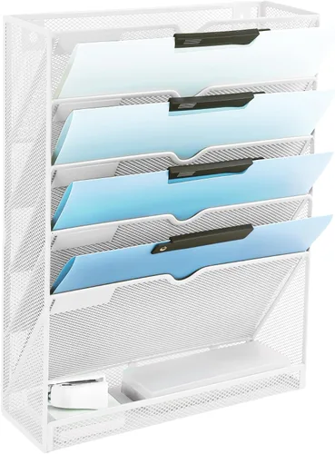 Vista 44 de EASEPRES Organizador de archivos de malla de 3 bolsillos para colgar en la pared, carpeta de papel para correo montada en la pared, organizador
