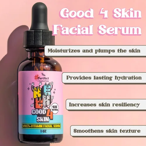 Vista 2 de Purifect Good 4 Skin - Suero facial multivitamínico con vitamina C, E, B y K, suero facial hidratante e iluminador para todo tipo de piel, apoya