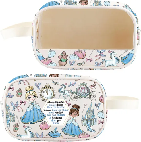 Vista 9 de WZMPA Magical Princess - Bolsa de cosméticos de Scullery Maid para fanáticos, regalo You Are Braver Stronger Beautiful Than You Know, bolsa