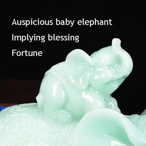 Vista 4 de Estatua de elefante de la Fortuna, decoración de escritorio de piedra de jade, decoración del hogar, decoración de oficina, estatua de la suerte