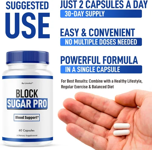 Vista 4 de Block Sugar Pro - Cápsulas oficiales BlockSugar Pro, píldoras de apoyo de suplemento SugarPro de bloque natural, fórmula avanzada, reseñas