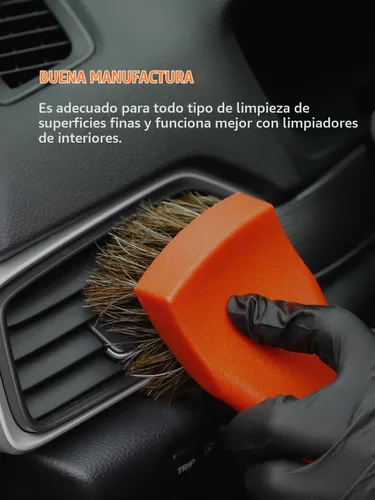 Vista 5 de SPTA Juego de 3 cepillos para detalles de automóvil, cepillo interior de cuero y textil, agarre cómodo y limpieza sin arañazos para salpicadero