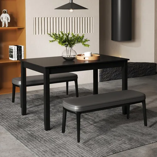 Vista 2 de Giantex Mesa de comedor para 4 personas, mesa de cocina de 48 x 29 pulgadas con patas de madera, carga de 330 libras, mesa de comedor rectangular