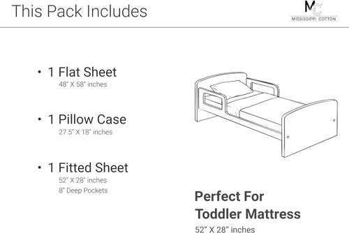 Vista 5 de Juego de sábanas para niños pequeños 100 % algodón, 3 piezas, suave y transpirable, sábana bajera, sábana encimera elástica y funda de almohada tipo