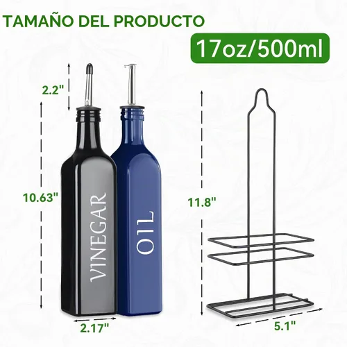 Vista 8 de Vakoo - Dispensador de aceite y vinagre, 17 onzas, azul y negro azul+negro