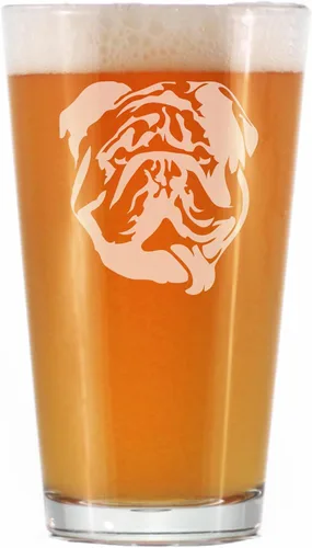 Vista 7 de Bulldog inglés personalizado, regalos de vidrio de pinta para hombres y mujeres que beben cerveza, decoración única y divertida de Bulldogs - Gafas