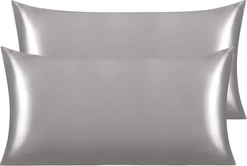 Vista 88 de NTBAY Paquete de 2 fundas de almohada estándar de satén para cabello y piel, lujosas y sedosas fundas de almohada con cierre de sobre, 20 x 26