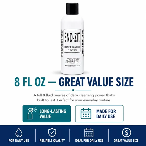 Vista 6 de End-zit Limpiador de control de imperfecciones para piel propensa al acné, limpiador facial diario sin aceite, lavado facial suave, fórmula sin