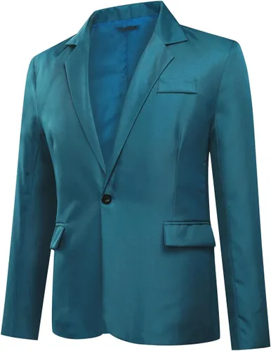 Vista 37 de YUNCLOS Chaqueta blazer casual de 1 botón con solapa con muescas para hombre