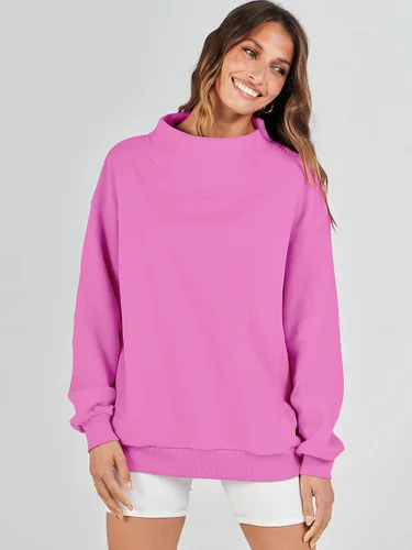 Vista 7 de ANRABESS Sudaderas de gran tamaño para mujer, cuello alto, manga larga, sudaderas con capucha para otoño, ropa 2023