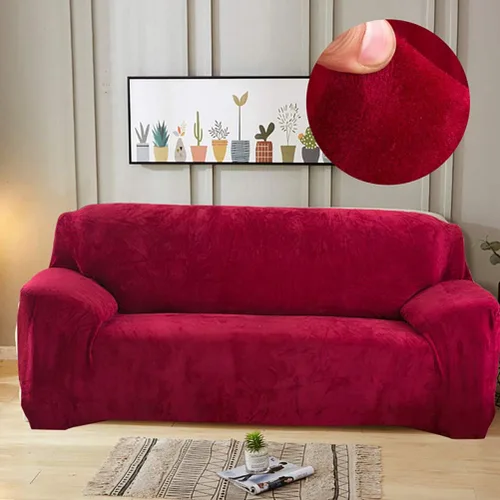 Vista 9 de Funda de terciopelo ultra suave para sofá de colores lisos, elastano elástico para sofá biplaza protección de muebles, fundas antideslizantes a