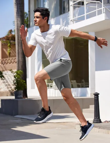 Vista 6 de COOFANDY Pantalones cortos deportivos para correr para hombre, 9 pulgadas, ligeros, con cintura elástica, pantalones cortos deportivos