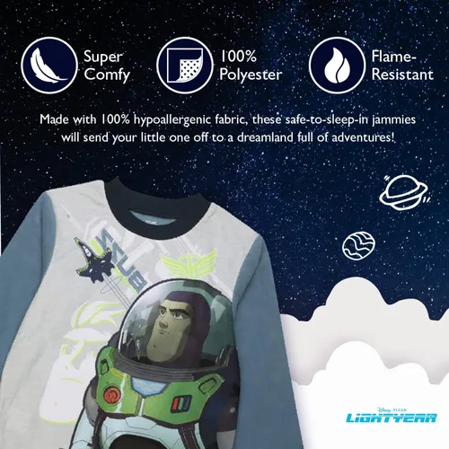 Vista 3 de Disney Lightyear - Conjunto de pijama holgado de 2 piezas para niño, BUZZ SPACE, 6, Buzz Space
