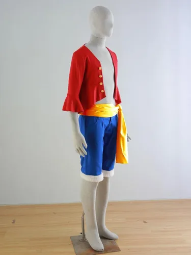 Vista 3 de Monkey D.Luffy Disfraz de cosplay incluye pantalones cortos y cinturón amarillo, 3