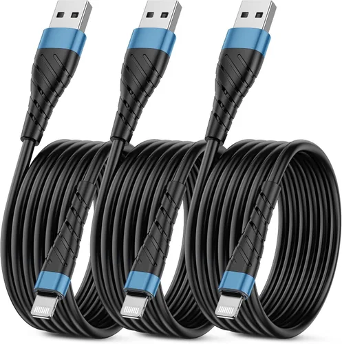 Vista 20 de Cable de carga corto con certificación MFi para iPhone, paquete de 3 unidades de 1 pie, 12 pulgadas para cable de carga Lightning, cable de datos