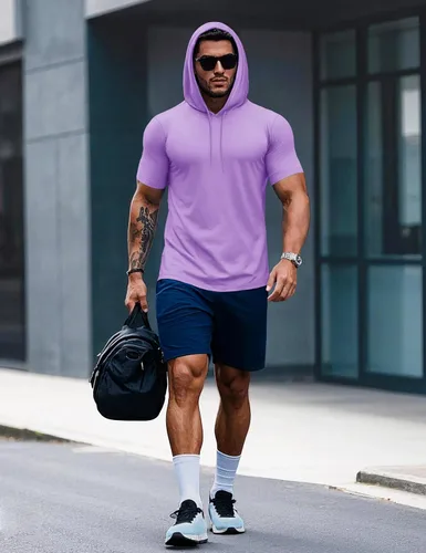 Vista 82 de MAGCOMSEN Sudadera con capucha de algodón de manga corta para hombre, sudadera ligera con capucha