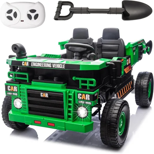 Vista 12 de FINITO Juguetes de paseo de 24 V para niños grandes, camión volquete eléctrico y pala extra, auto de juguete eléctrico para niños, auto de juguete