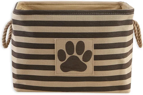 Vista 65 de Bone Dry - Cesta de almacenamiento para mascotas, diseño de parche de pata rayado, aguamarina, rectángulo pequeño