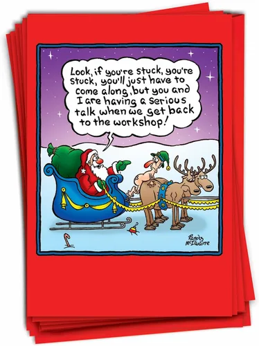 Vista 13 de NobleWorks - Caja de 12 tarjetas de Navidad divertidas - Humor de dibujos animados para adultos, juego a granel de tarjetas de felicitación