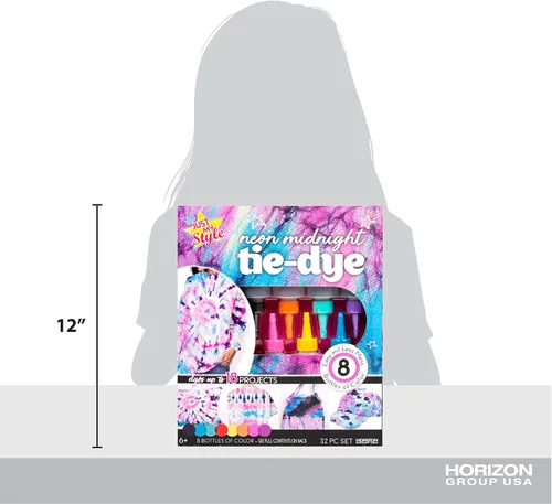 Vista 8 de Just My Style Kit de teñido anudado neón medianoche para crear hasta 18 accesorios de teñido anudado, gran juego de manualidades de teñido anudado
