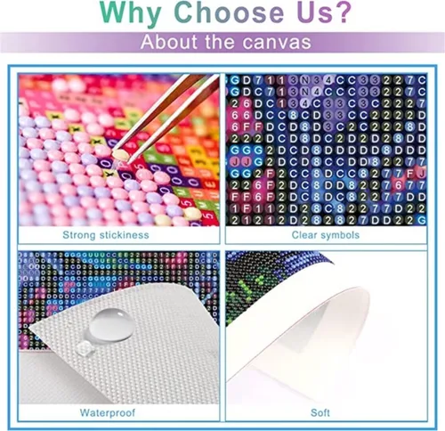 Vista 3 de Kits de pintura de diamantes 5D, flor de cerezo rosa, arte de diamantes para niños, pintura por número para adultos, 12 x 24 pulgadas, gran taladro