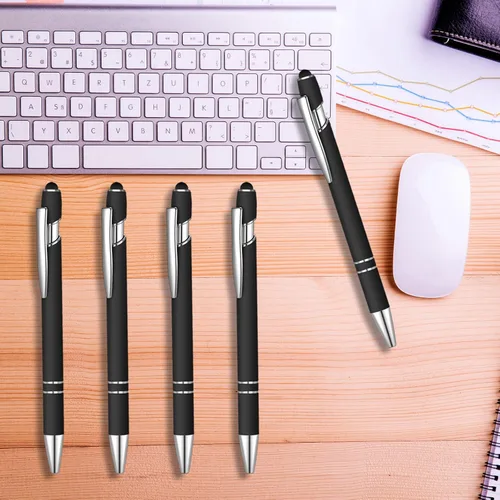 Vista 7 de 12 bolígrafos de tinta azul con punta de lápiz capacitivo, bolígrafo de metal de 0.039 pulgadas para pantallas táctiles, 2 en 1, regalo para amigos