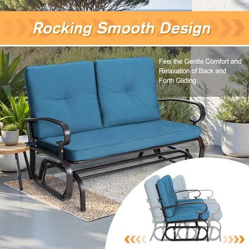 Vista 6 de Incbruce Silla Mecedora Deslizante para Exteriores Banco Deslizante de Patio para 2 Personas, Asiento Loveseat de Porche Juego de Sillas de Patio