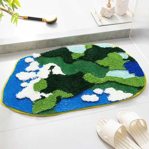 Vista 14 de LEVINIS Moss - Alfombra de baño con diseño de musgo, antideslizante, suave y absorbente de agua, 31 x 20 pulgadas