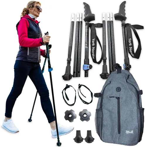 Vista 10 de York Nordic Motivator Swift Connect - Bastones de viaje para caminar para equilibrio y rehabilitación, agarres de estabilidad patentados, ligeros