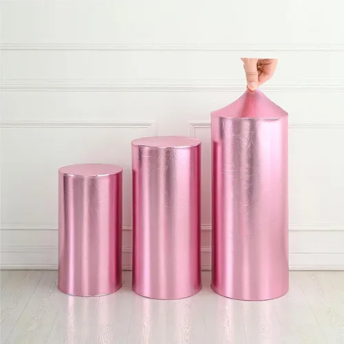 Vista 17 de Cubiertas redondas para soporte de cilindro para fiestas, cubiertas elásticas bronceadoras para pedestal, cubierta de cilindro de zócalo, 3