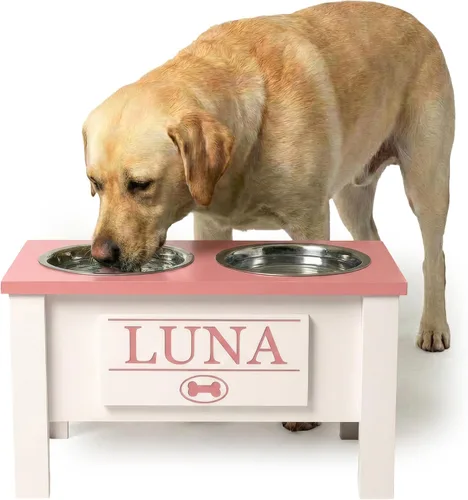 Vista 26 de GTW Soporte de Cuenco Elevado Personalizado para Perros Grandes, Medianos, Pequeños y Extra Pequeños - Cuencos de Acero Inoxidable para Comida