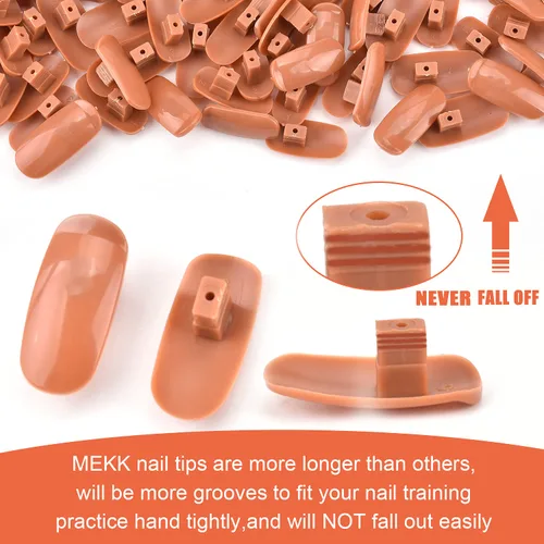 Vista 2 de MEKK Mano de práctica para uñas acrílicas, manos flexibles para practicar uñas, nunca se caen, kits de mano de entrenamiento de uñas con limas