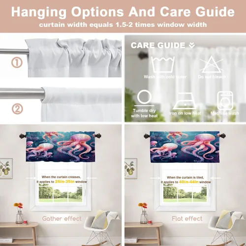 Vista 410 de Shrahala Orange Autumn Autumn Blackout Curtain Tiers, Fall Kitchen Valance Light Blocking Tier Drapes with Rod Pocket, 2 Pack 26 X 24 in