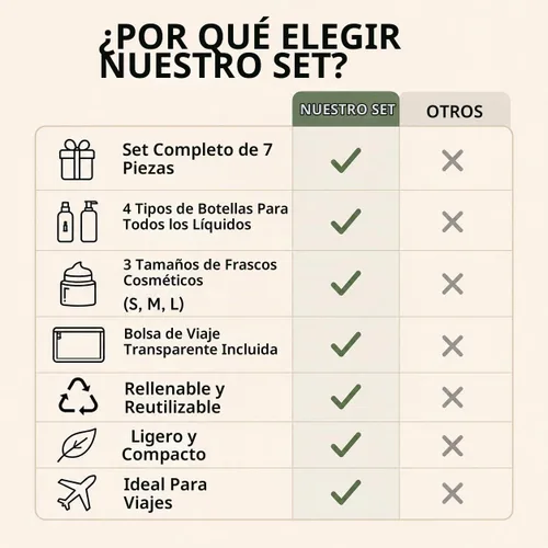 Vista 6 de Conjunto de 7 – Botellas vacías tamaño de viaje de plástico transparente, aprobado por la TSA/Aerolínea
