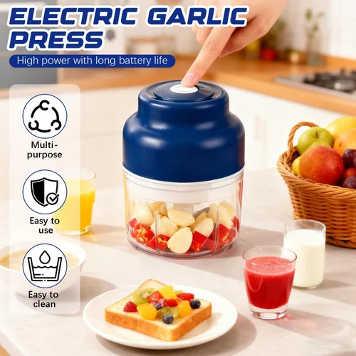 Vista 2 de Picadora eléctrica de ajo 2026, picadora de ajo pequeña, recargable, procesador de alimentos pequeño portátil de 8.5 fl oz, herramienta eléctrica