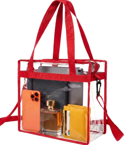 Vista 7 de Handy Laundry Bolsa transparente de 12 x 6 x 12 pulgadas, aprobada para estadios, con cierre superior y correas para el hombro, para trabajo Negro