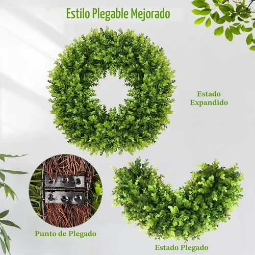 Vista 7 de Vlorart - Corona de boj artificial de 20 pulgadas, corona de puerta delantera con decoración de primavera y verano, con un lazo y una faja
