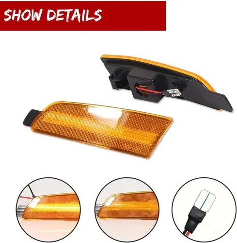 Vista 3 de Luz LED Ámbar Lente Ámbar Marca Lateral de Parachoques Delantero Lámpara de Guardabarros Compatible con Mazda 6 2009 2010 2011 2012 2013