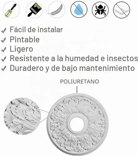 Vista 2 de Ekena Millwork CM17RO2 Medallón de techo Rotherham de 18"DE x 3 1/2"DI x 1 1/2"P, se adapta a doseles de hasta 3-1/2", 2 piezas