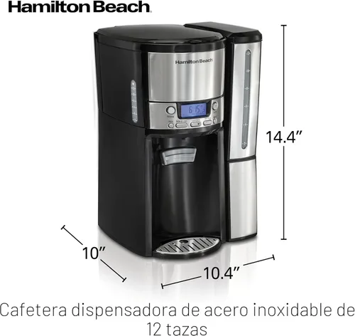 Vista 8 de Hamilton Beach BrewStation (47950) - Cafetera para 12 tazas, máquina de café programable Negro y plateado
