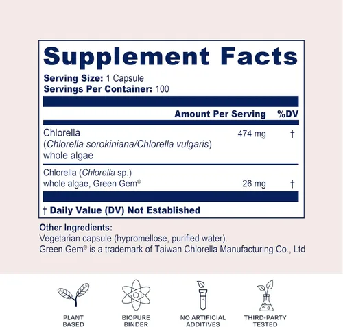 Vista 3 de BioPure Chlorella Growth Factor Cápsulas – Superalimento Nutracéutico denso en nutrientes lleno de proteínas, vitaminas, minerales y aminoácidos que